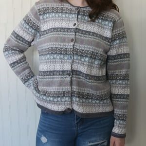 Stranger Things Nancy Vintge Pretty Christmas Ski Sweater Cardigan Women XL Gray